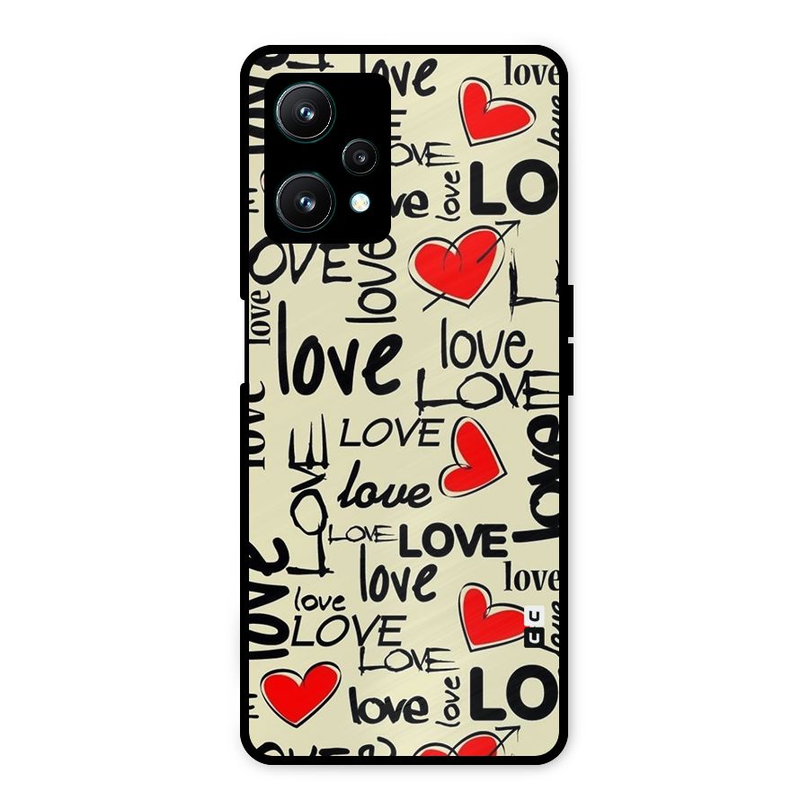 Love Hearts Pattern Metal Back Case for Realme 9 Pro 5G