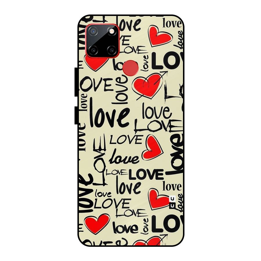 Love Hearts Pattern Metal Back Case for Realme C12
