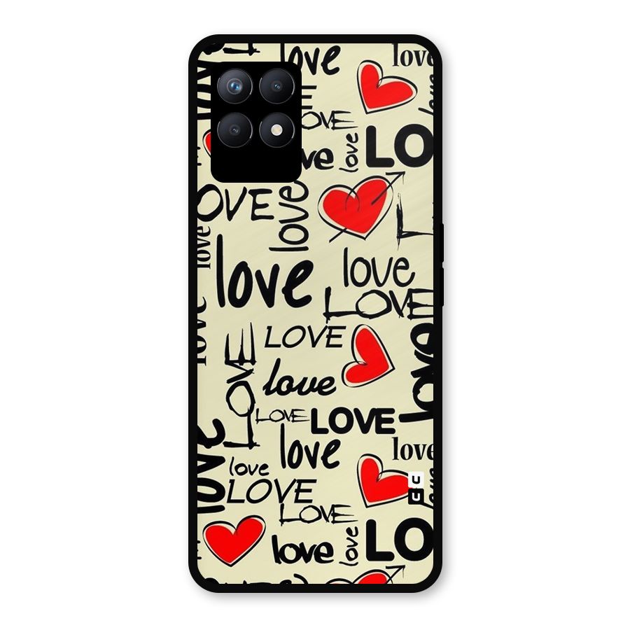 Love Hearts Pattern Metal Back Case for Realme Narzo 50