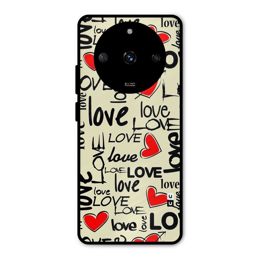 Love Hearts Pattern Metal Back Case for Realme Narzo 60 5G