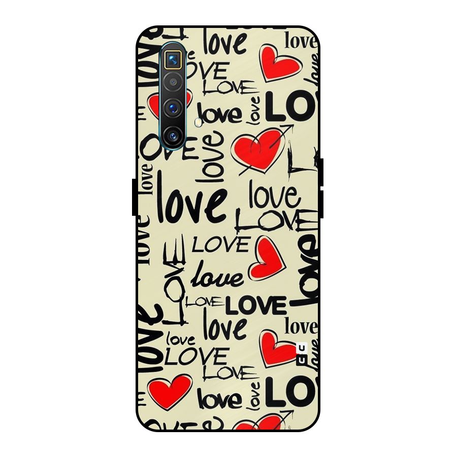 Love Hearts Pattern Metal Back Case for Realme X3 SuperZoom