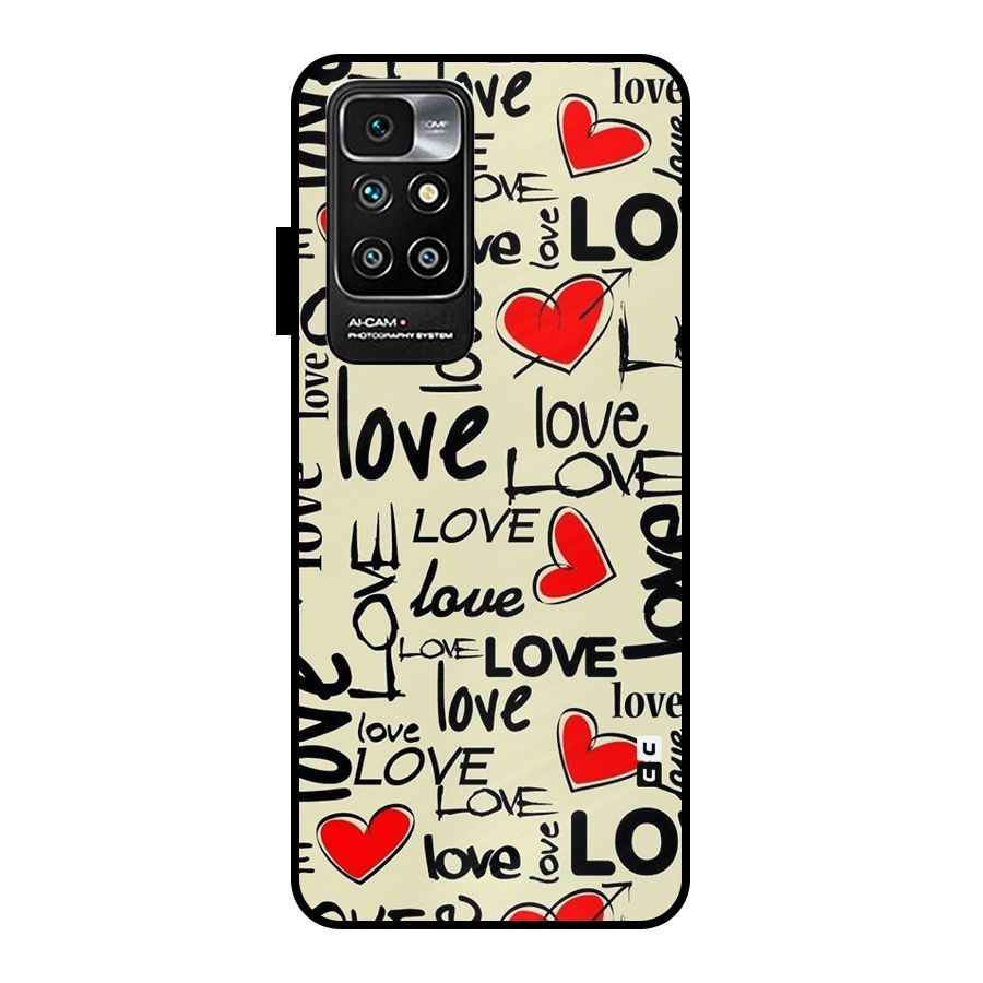 Love Hearts Pattern Metal Back Case for Redmi 10 Prime