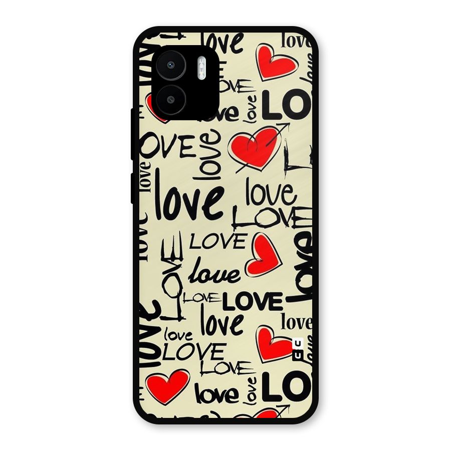 Love Hearts Pattern Metal Back Case for Redmi A2