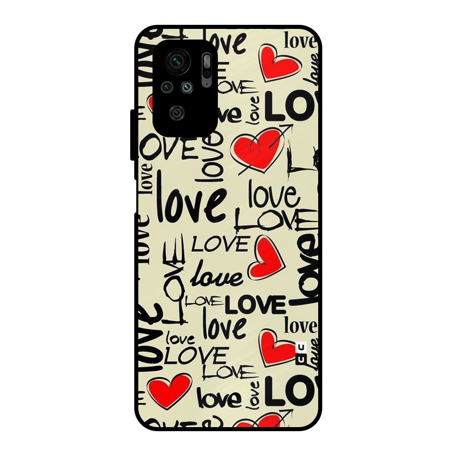Love Hearts Pattern Metal Back Case for Redmi Note 10S