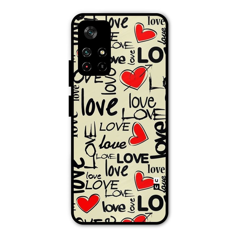 Love Hearts Pattern Metal Back Case for Redmi Note 11T 5G