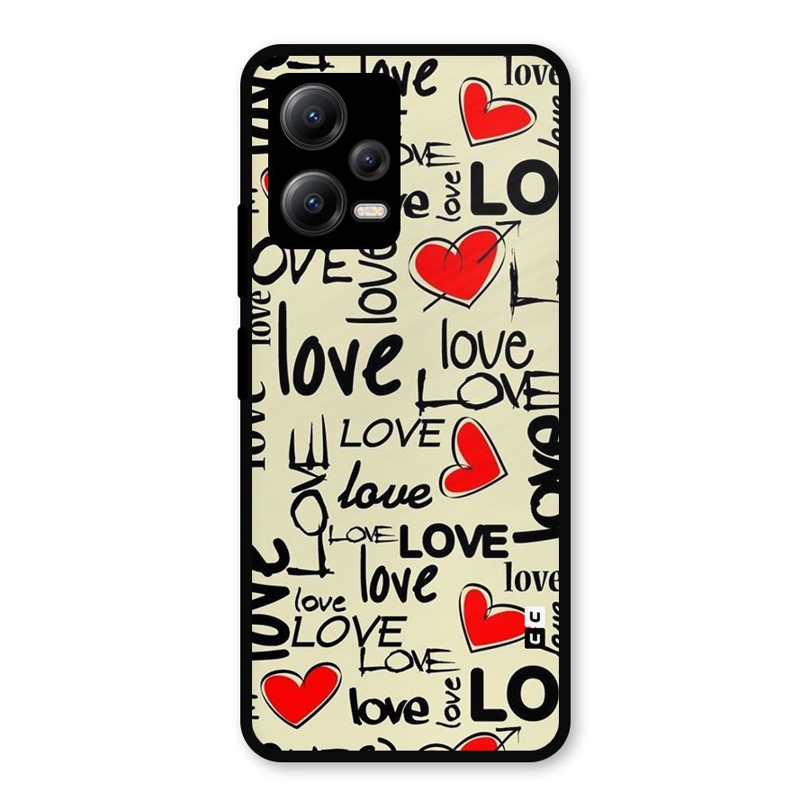 Love Hearts Pattern Metal Back Case for Redmi Note 12 5G