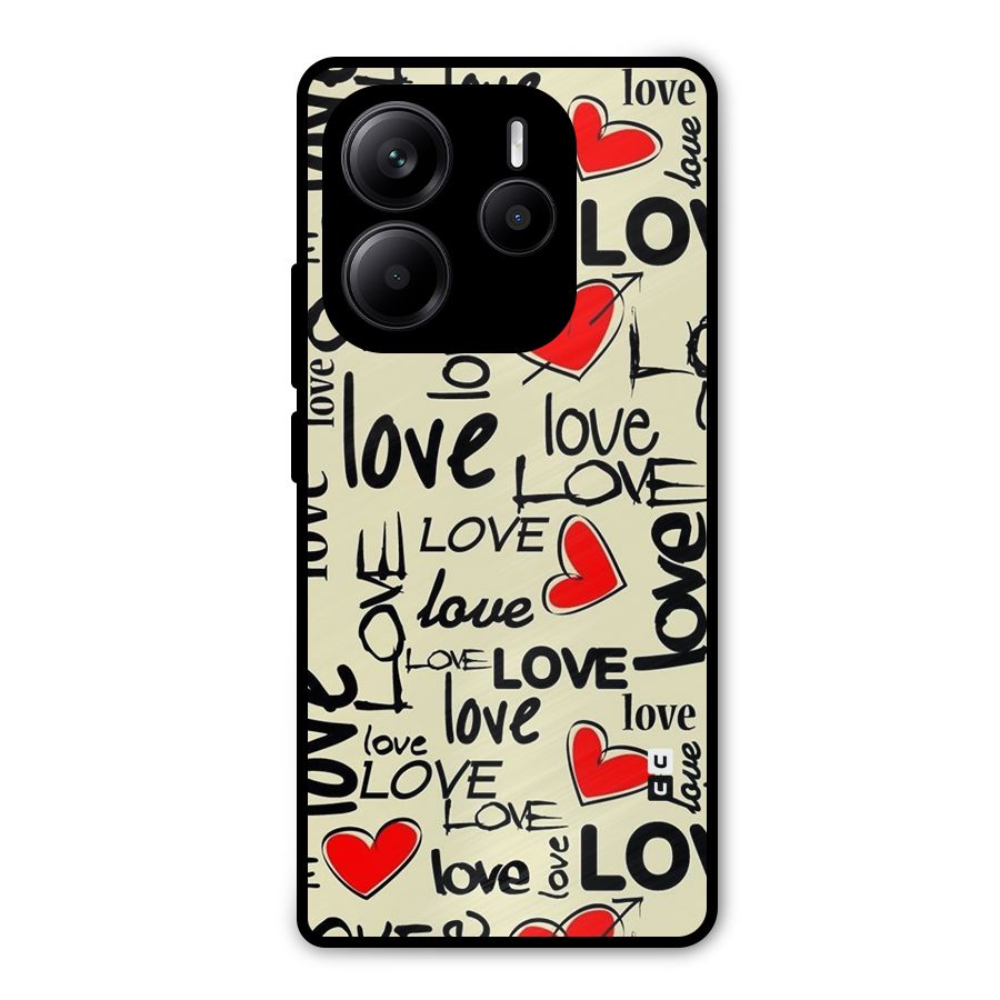 Love Hearts Pattern Metal Back Case for Redmi Note 14 5G