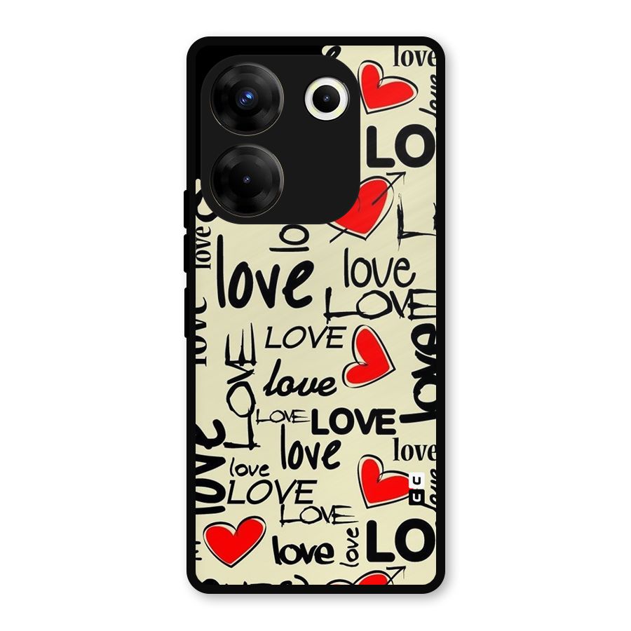 Love Hearts Pattern Metal Back Case for Tecno Camon 20