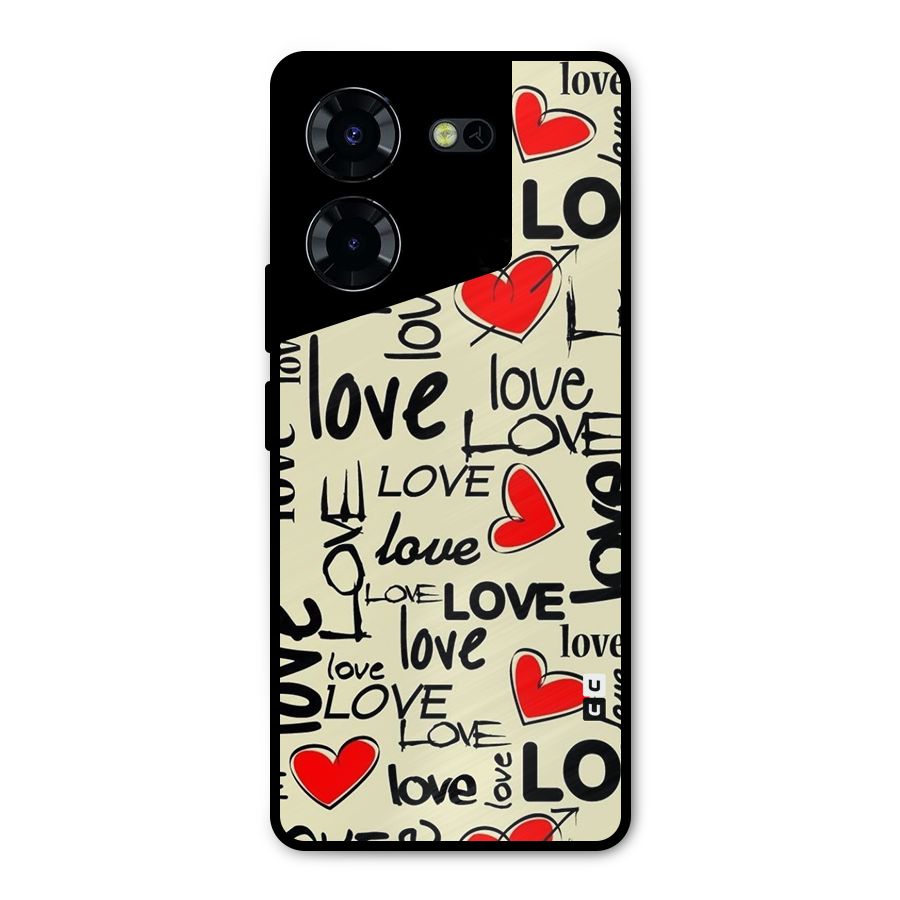 Love Hearts Pattern Metal Back Case for Tecno Pova 5 Pro 5G