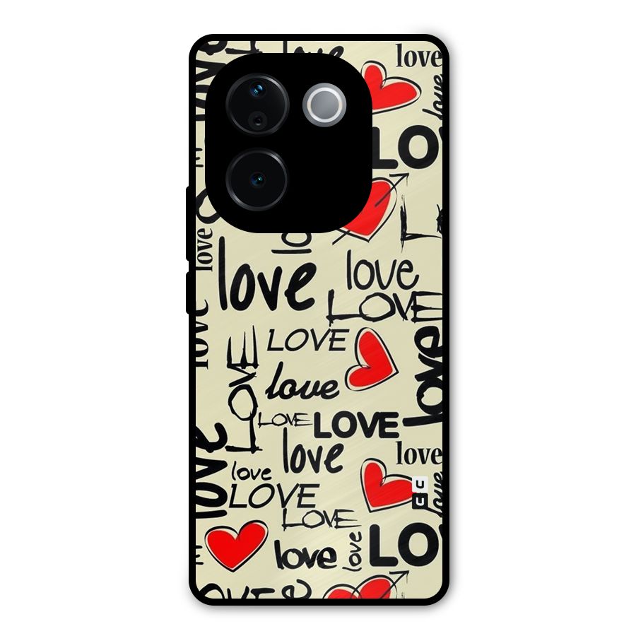 Love Hearts Pattern Metal Back Case for Vivo T3 Pro