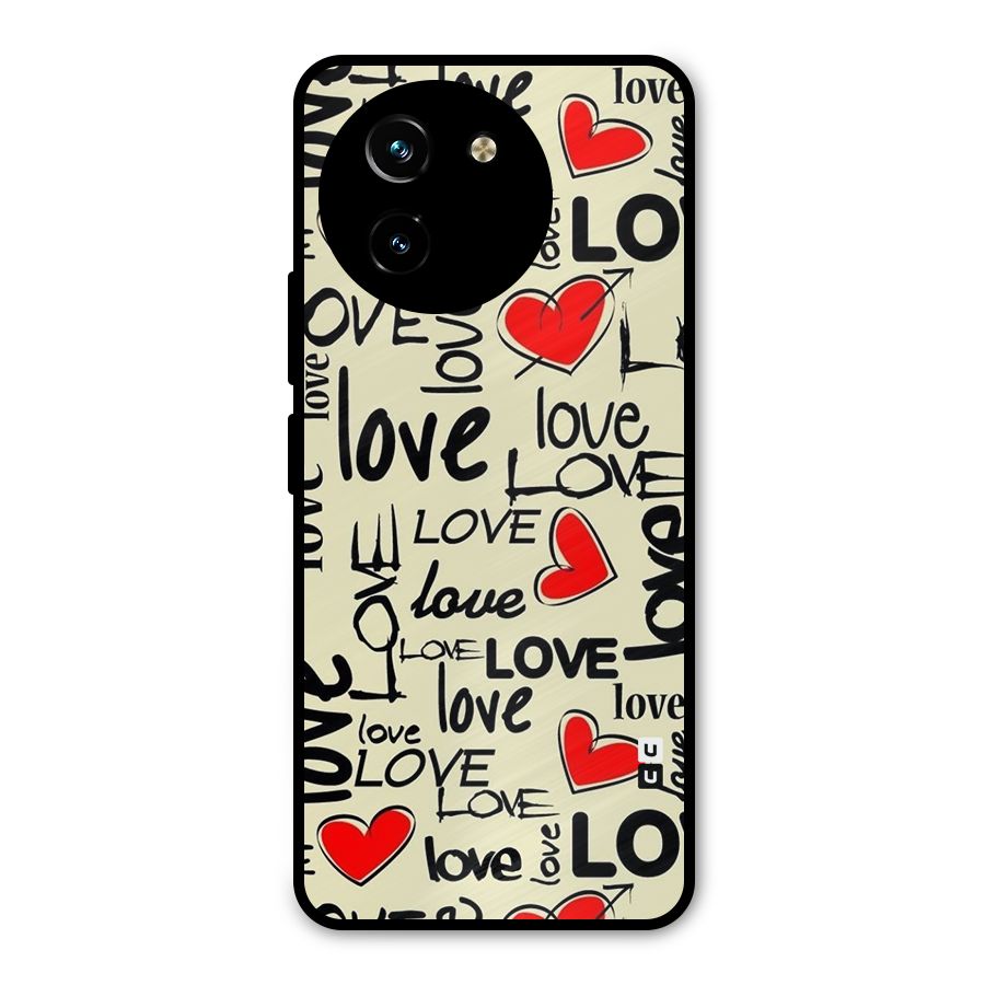 Love Hearts Pattern Metal Back Case for Vivo T3x