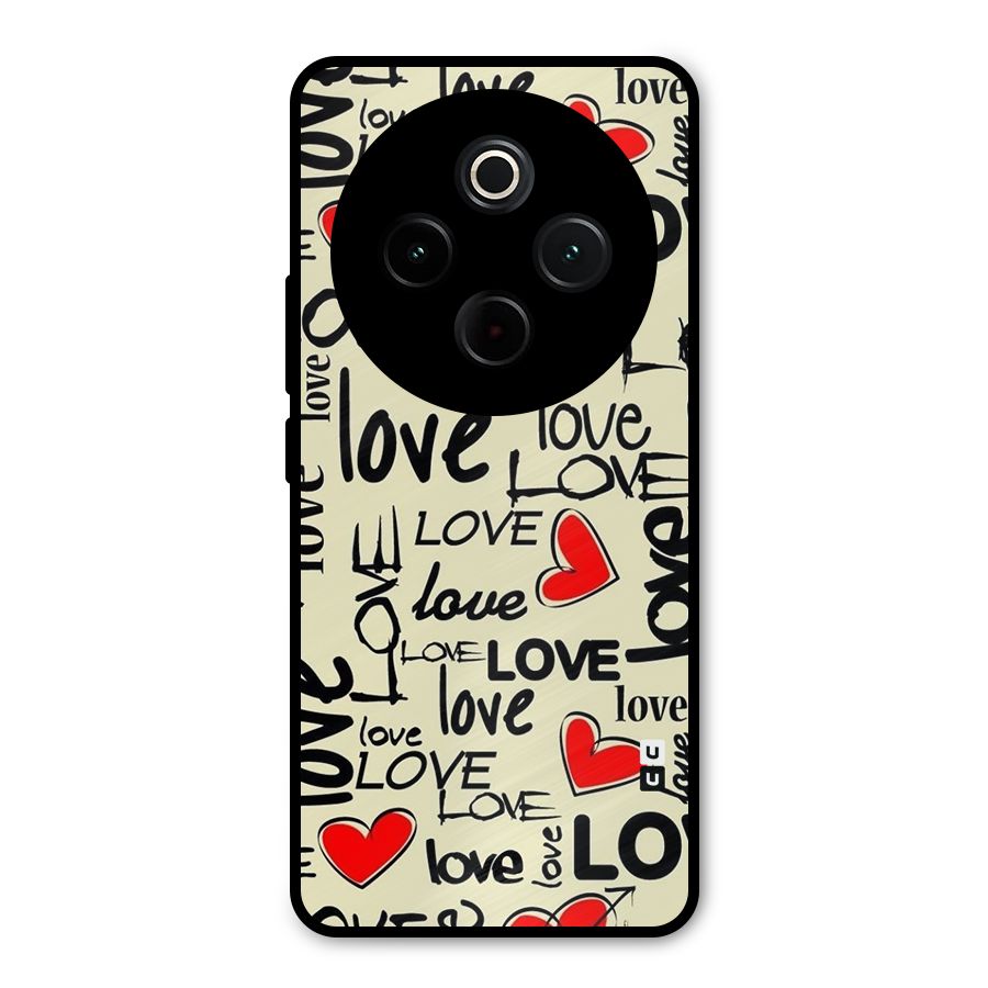 Love Hearts Pattern Metal Back Case for Vivo T4
