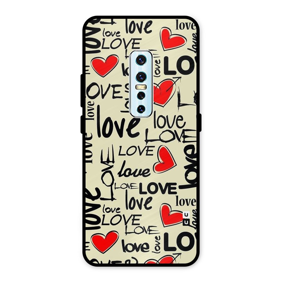 Love Hearts Pattern Metal Back Case for Vivo V17 Pro