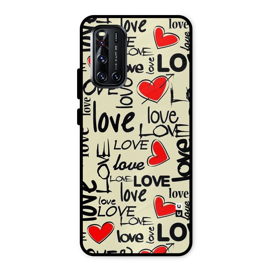 Love Hearts Pattern Metal Back Case for Vivo V19