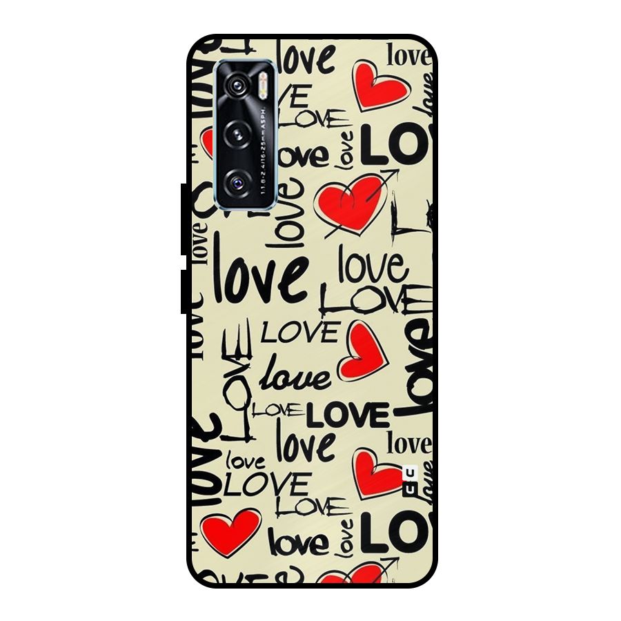 Love Hearts Pattern Metal Back Case for Vivo V20 SE