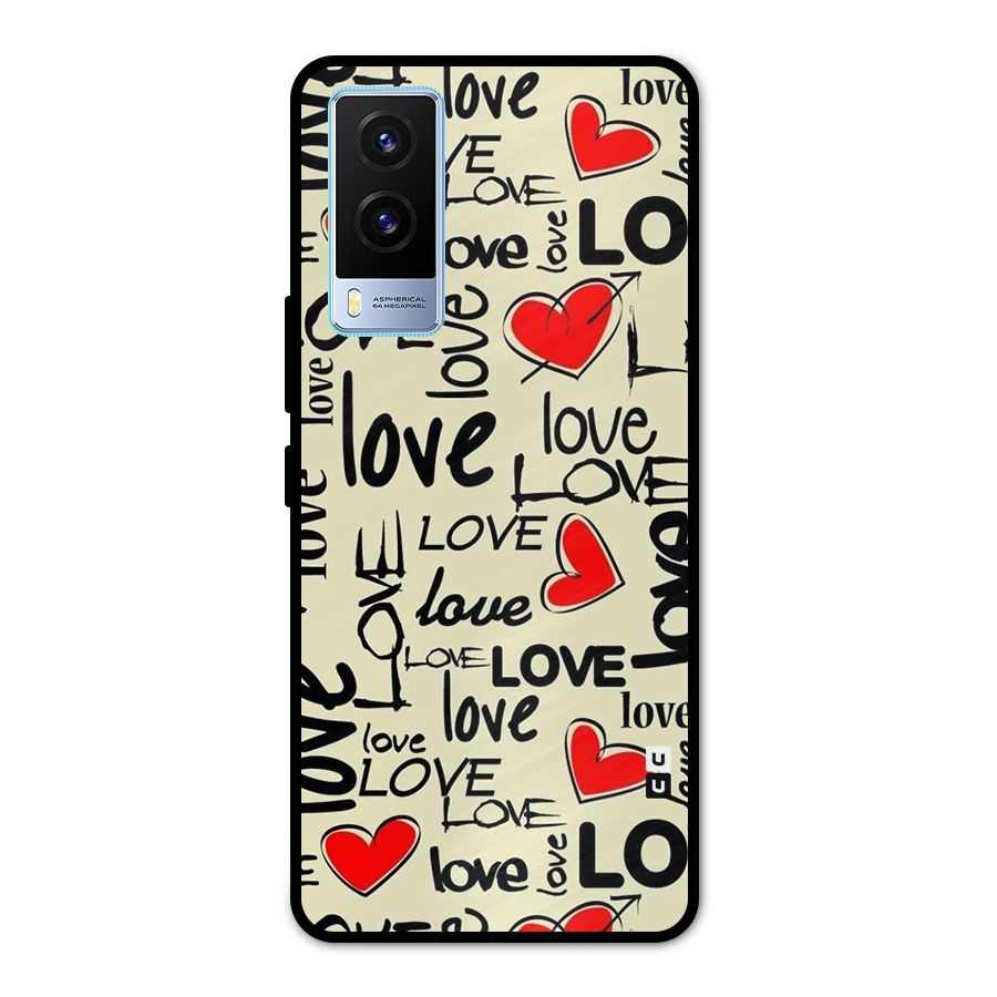 Love Hearts Pattern Metal Back Case for Vivo V21e 5G