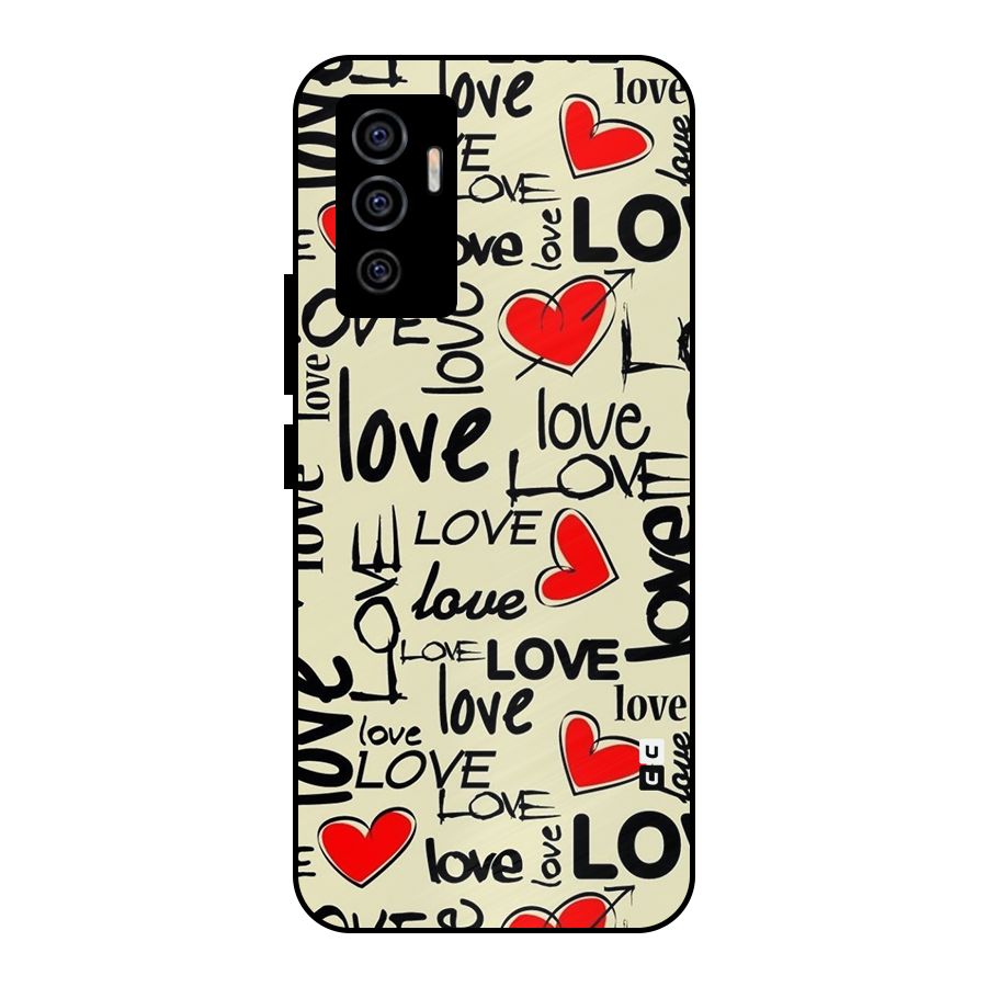 Love Hearts Pattern Metal Back Case for Vivo V23e