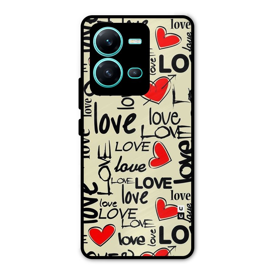 Love Hearts Pattern Metal Back Case for Vivo V25