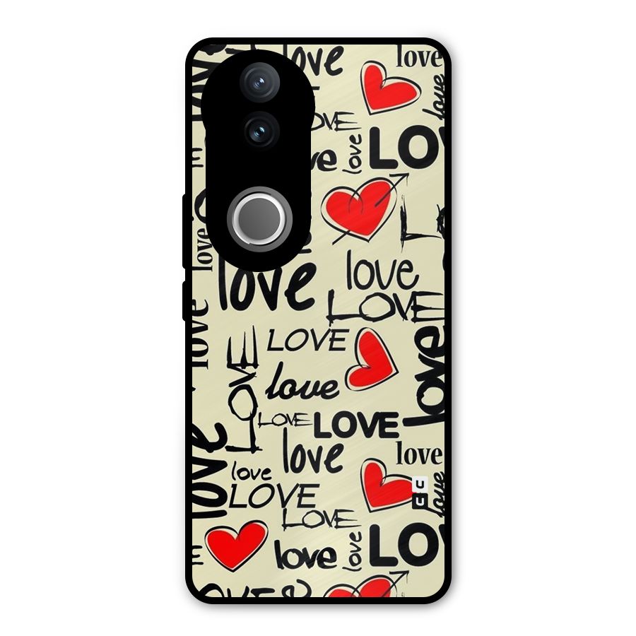 Love Hearts Pattern Metal Back Case for Vivo V50e