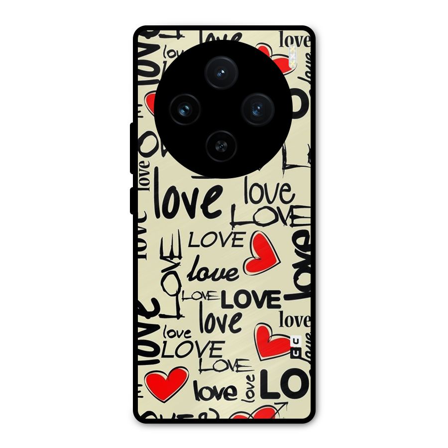 Love Hearts Pattern Metal Back Case for Vivo X100