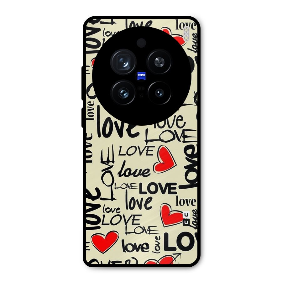 Love Hearts Pattern Metal Back Case for Vivo X200 Pro