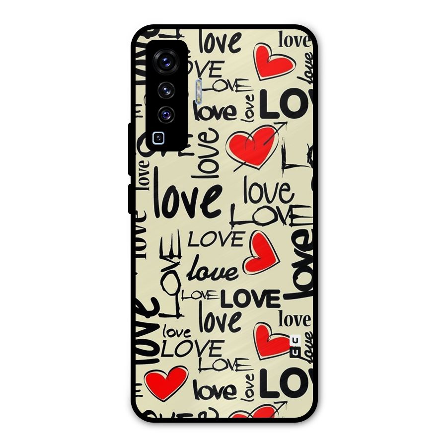 Love Hearts Pattern Metal Back Case for Vivo X50