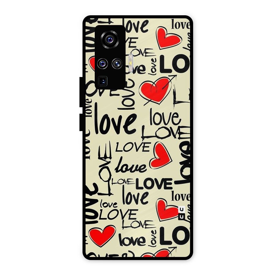 Love Hearts Pattern Metal Back Case for Vivo X50 Pro