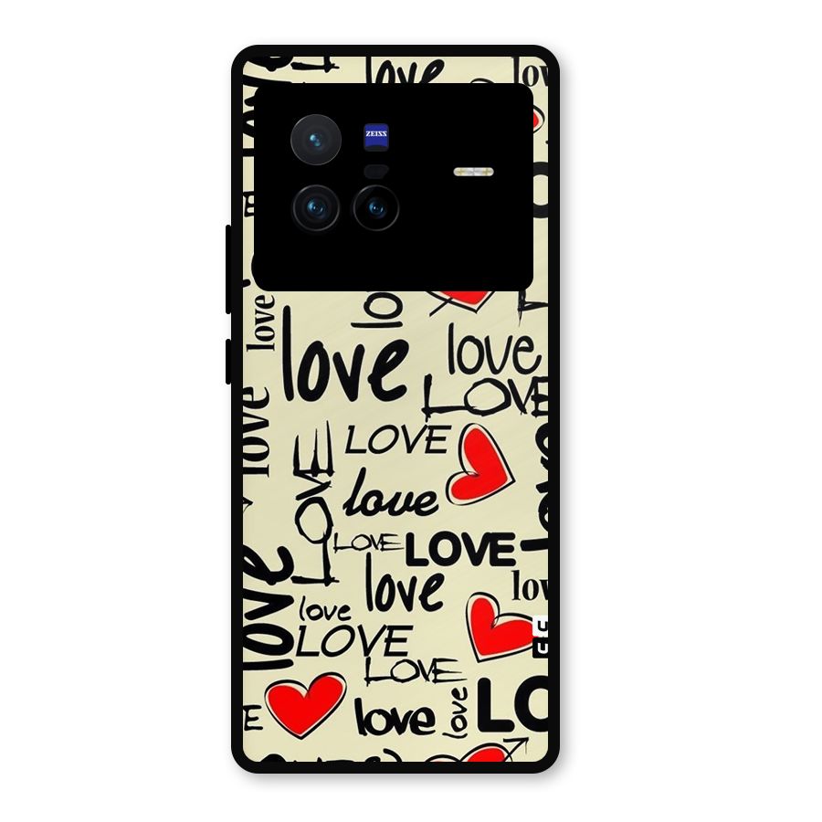 Love Hearts Pattern Metal Back Case for Vivo X80