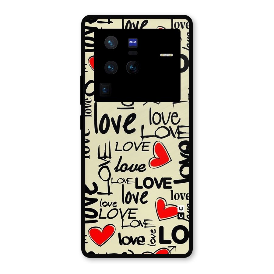 Love Hearts Pattern Metal Back Case for Vivo X80 Pro