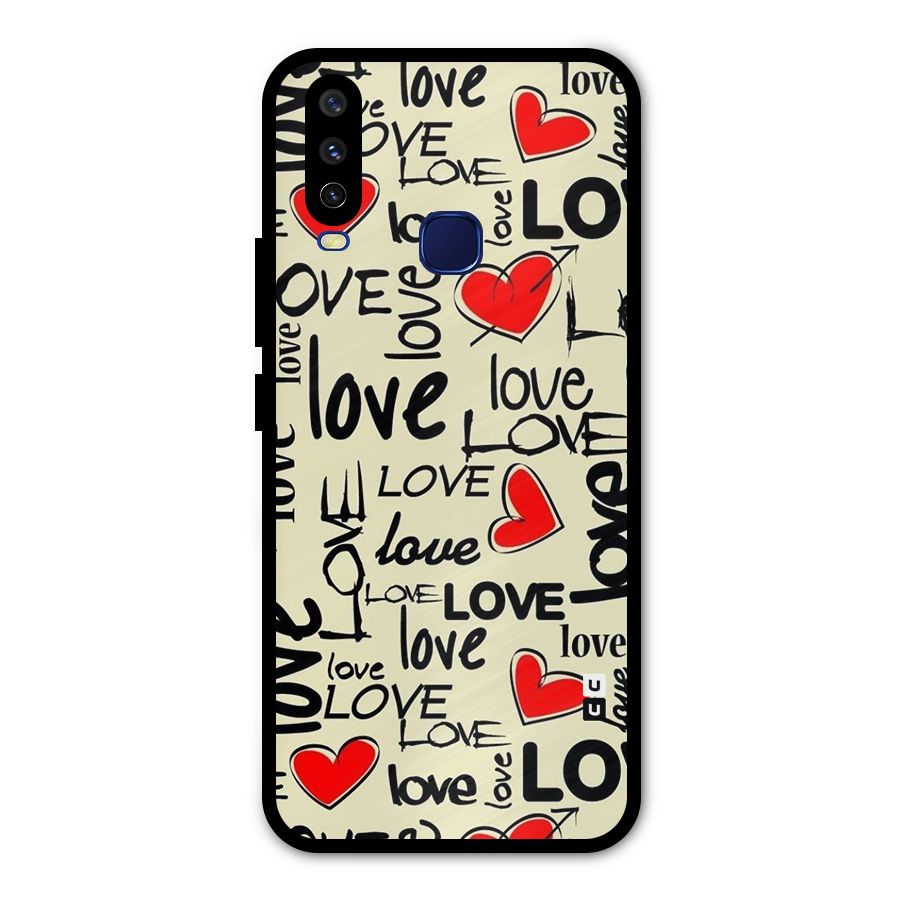 Love Hearts Pattern Metal Back Case for Vivo Y12