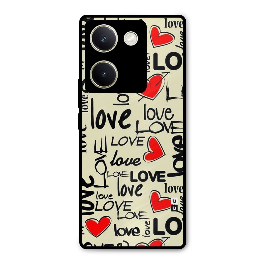 Love Hearts Pattern Metal Back Case for Vivo Y200 Pro