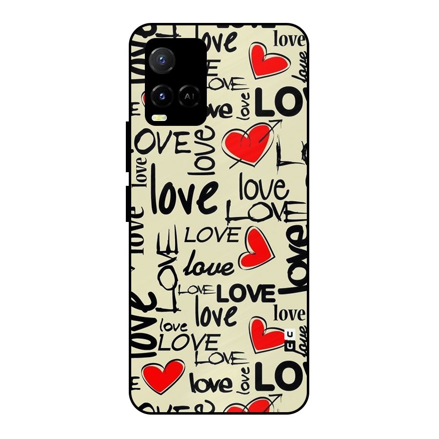 Love Hearts Pattern Metal Back Case for Vivo Y21