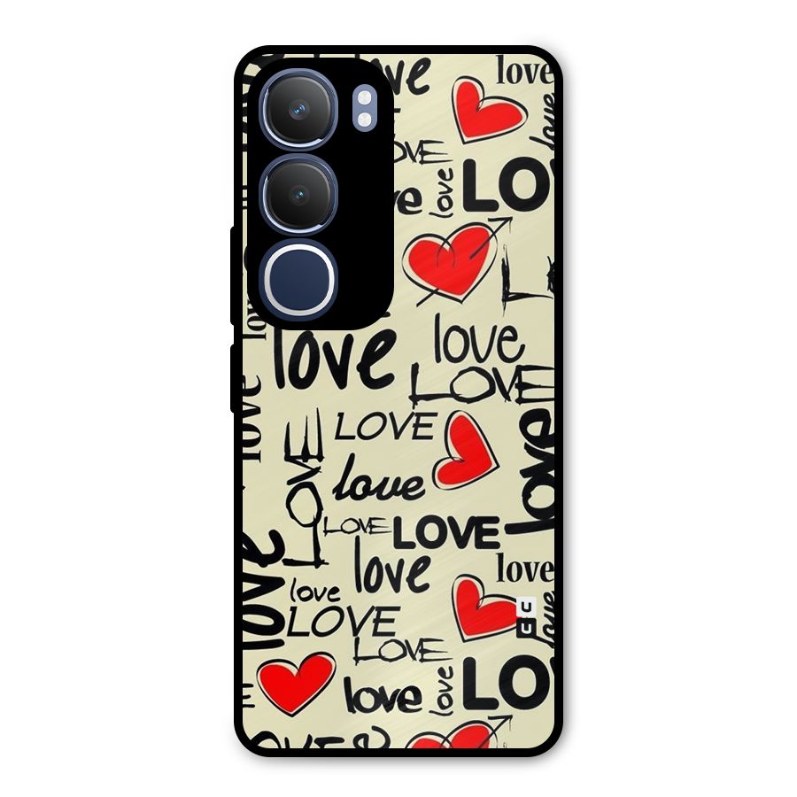 Love Hearts Pattern Metal Back Case for Vivo Y29