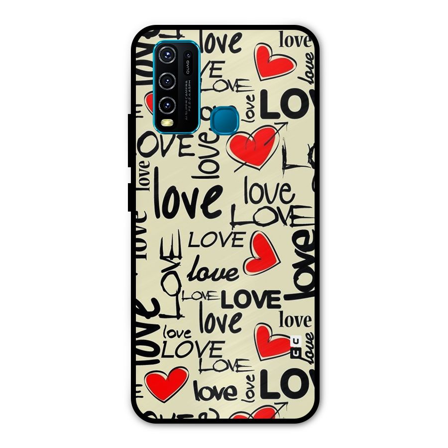 Love Hearts Pattern Metal Back Case for Vivo Y30