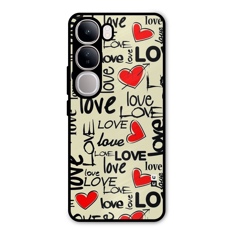 Love Hearts Pattern Metal Back Case for Vivo Y300