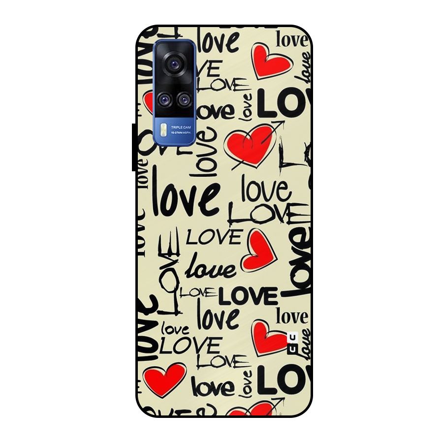 Love Hearts Pattern Metal Back Case for Vivo Y51