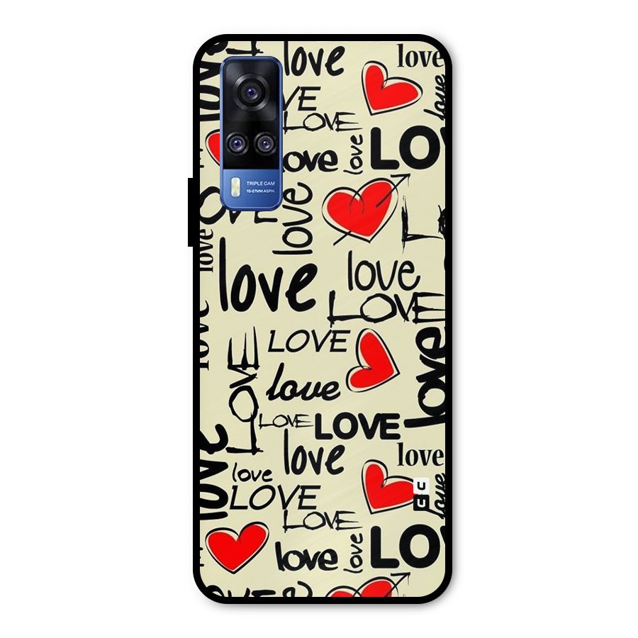 Love Hearts Pattern Metal Back Case for Vivo Y51A