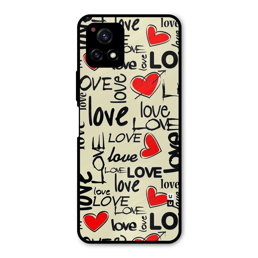 Love Hearts Pattern Metal Back Case for Vivo Y72 5G