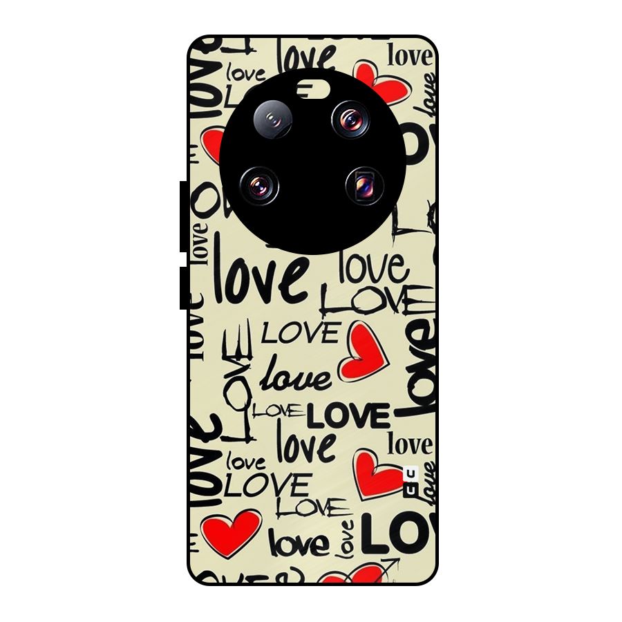 Love Hearts Pattern Metal Back Case for Xiaomi 13 Ultra