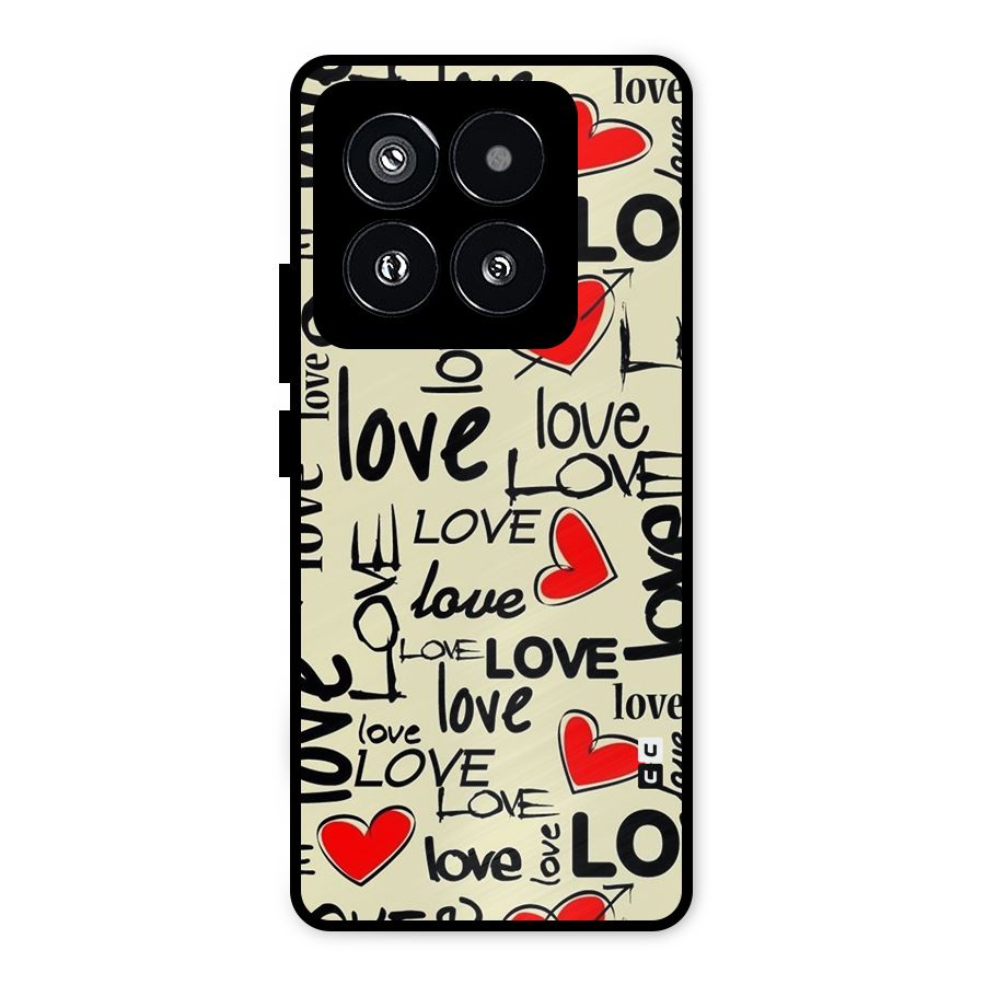 Love Hearts Pattern Metal Back Case for Xiaomi 14 Pro