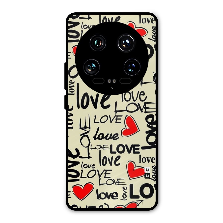Love Hearts Pattern Metal Back Case for Xiaomi 14 Ultra