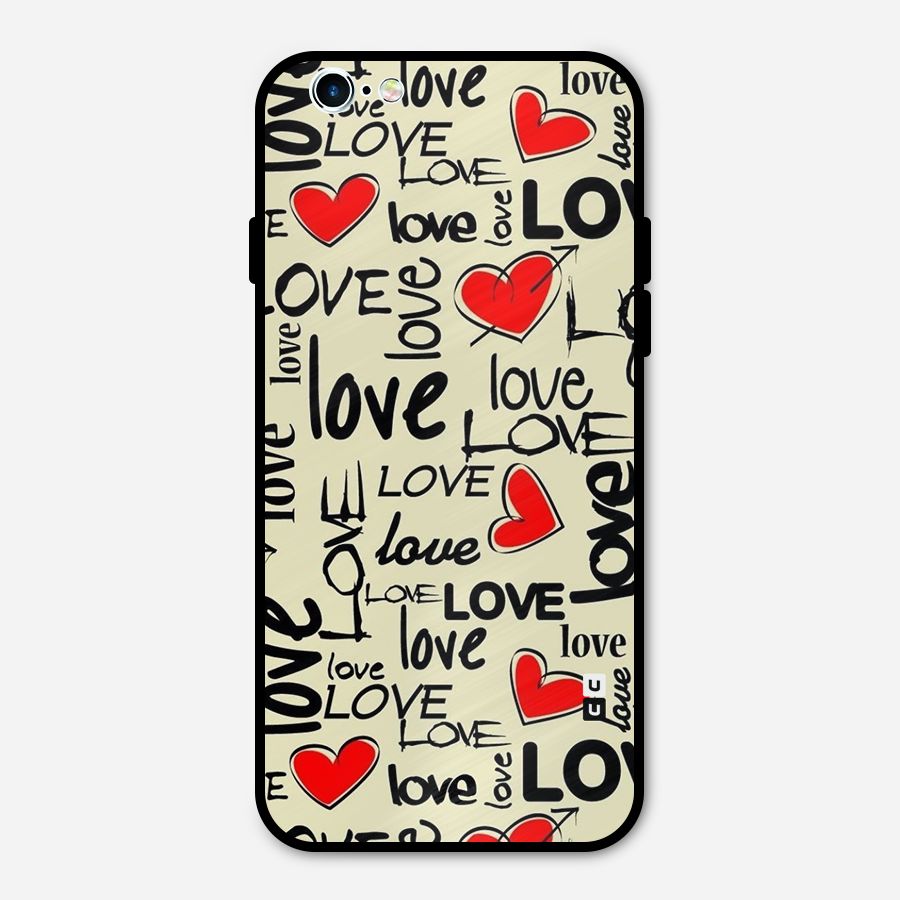 Love Hearts Pattern Metal Back Case for iPhone 6 6s