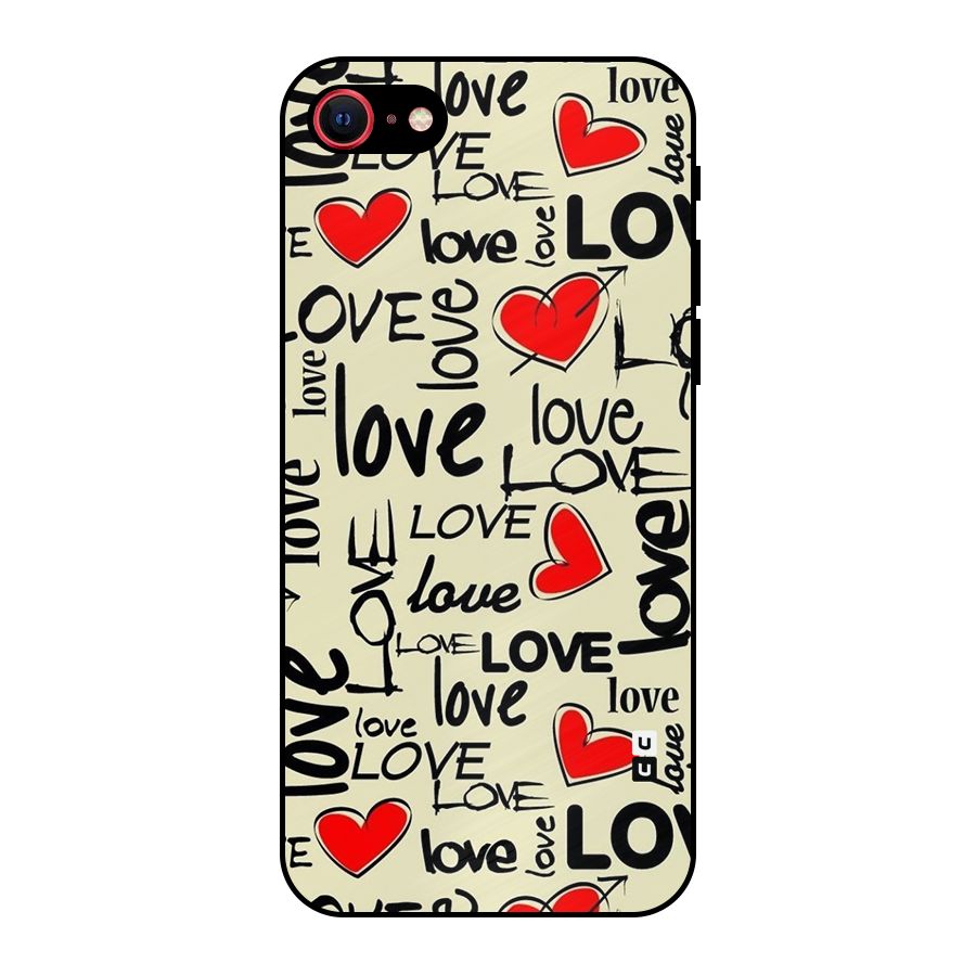 Love Hearts Pattern Metal Back Case for iPhone 7