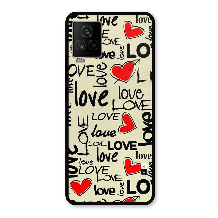 Love Hearts Pattern Metal Back Case for iQOO 7 Legend 5G