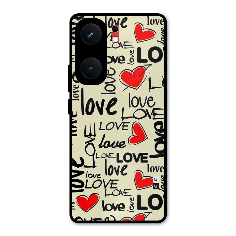 Love Hearts Pattern Metal Back Case for iQOO Neo 9 Pro