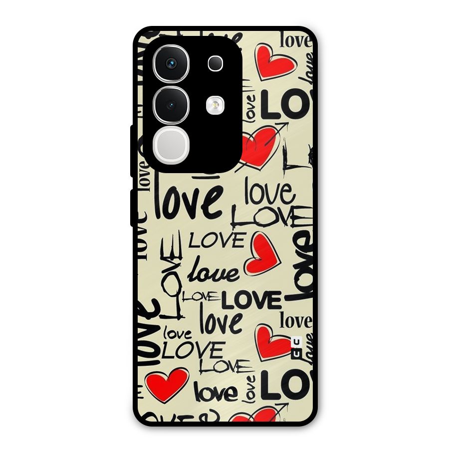 Love Hearts Pattern Metal Back Case for iQOO Z10x