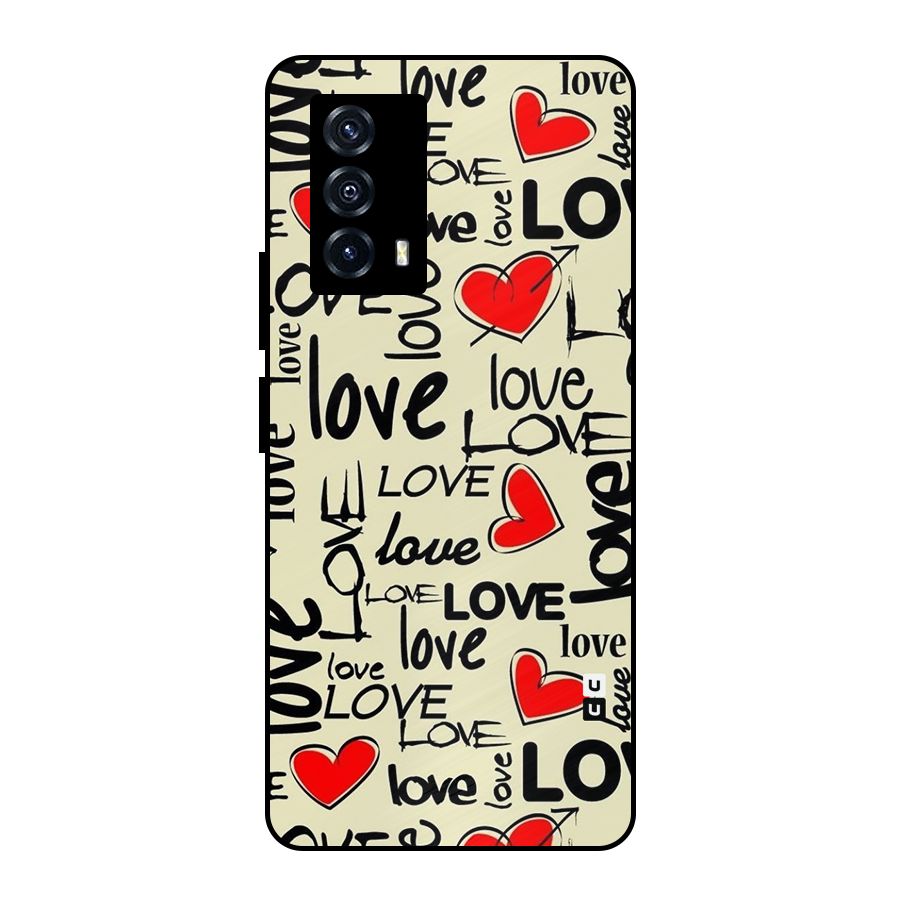Love Hearts Pattern Metal Back Case for iQOO Z5