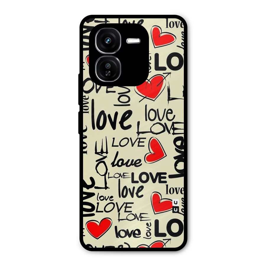 Love Hearts Pattern Metal Back Case for iQOO Z9x