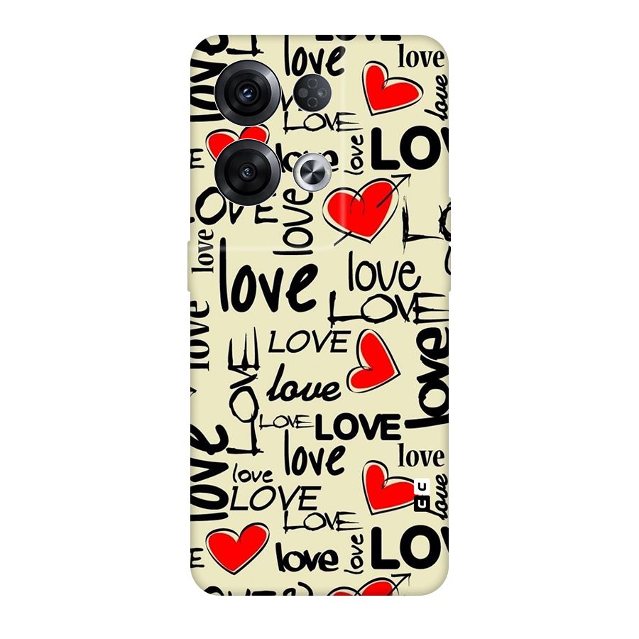 Love Hearts Pattern Original Polycarbonate Back Case for Oppo Reno8 Pro 5G