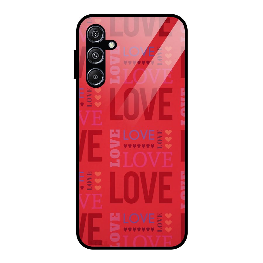 Love Pattern Glass Back Case for Galaxy M34 5G